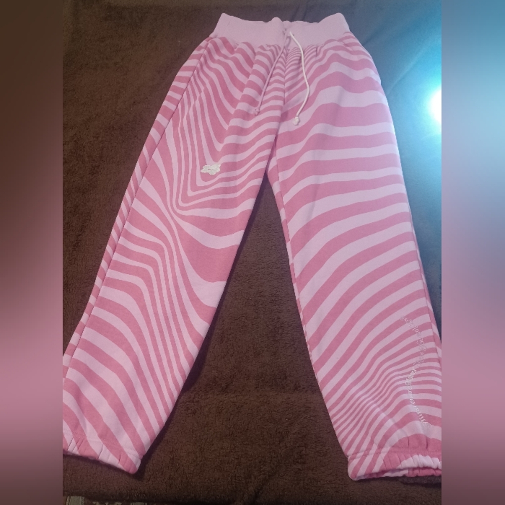 Nike Phoenix Pink and White Striped Sweatpants